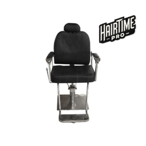 Salonska stolica frizerska YP 216-1 Crna koža Srebrni okvir hromirana