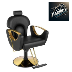 Salonska stolica frizerska YP219 Zlatni ram Crna koža hromirana