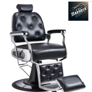 Berberska stolica YP 8826-1 srebrni ram crna koža